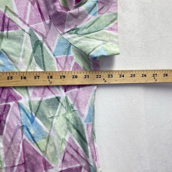 Alfred Dunner Studded VNeck Semi Sheer Short Sleeve Shirt Women Large Multicolor - Picture 4 of 13